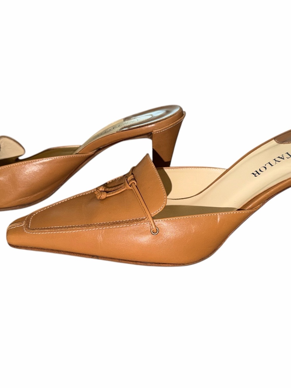 Vintage Ann Taylor Leather Pointy Toe Loafer Kitten Heel Size 10 Y2K - Picture 3 of 7